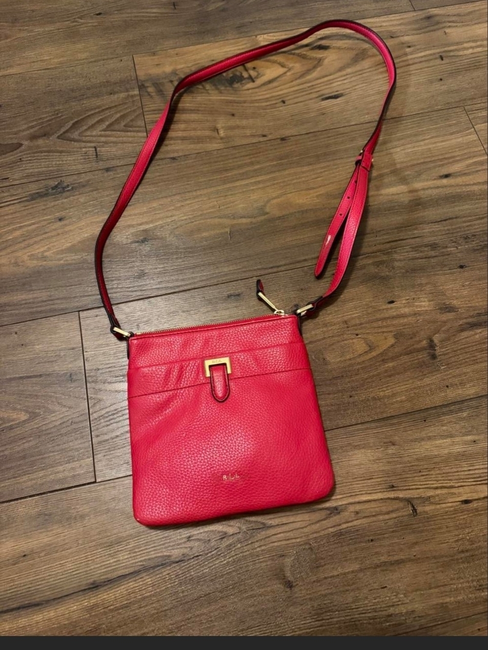 Ralph Lauren Red Leather Crossbody Bag with Gold Accent
